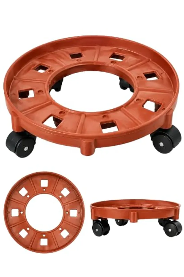 Aks_Creations_Lpg_Gas_Cylinder_And_Plant_Pot_Round_Stand_Trolley_Pack_Of_1_Heavy_Duty_Plastic_Base_With_360_Rotating_Wheels_Movable_Kitchen_Cylinder_Holder_Easy_Glide_Stand_For_Home_Kitchen_Red