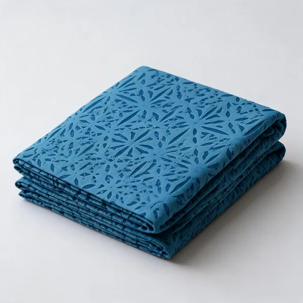 Teal_Blue_Cotton_Geometric_Floral_Applique_Fabric_2.5M