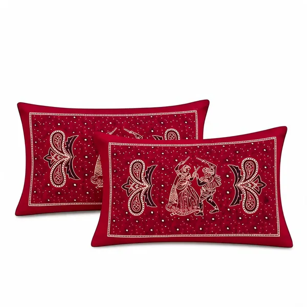 Cotton_Ajrakh_Hand_Block_Print_Red_Pillow_Cover_Set_Of_2