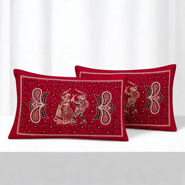 Cotton_Ajrakh_Hand_Block_Print_Red_Pillow_Cover_Set_Of_2