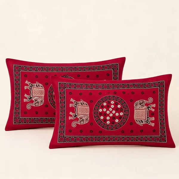 Cotton_Ajrakh_Hand_Block_Print_Red_Pillow_Cover_Set_Of_2