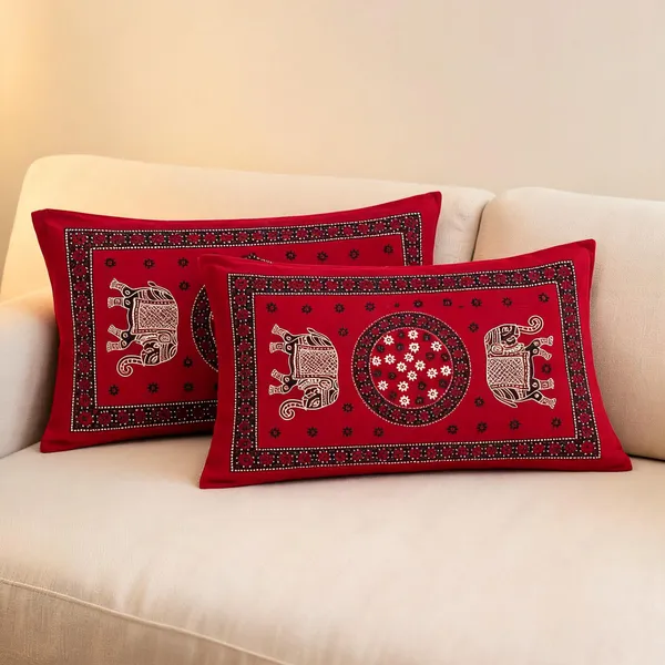 Cotton_Ajrakh_Hand_Block_Print_Red_Pillow_Cover_Set_Of_2