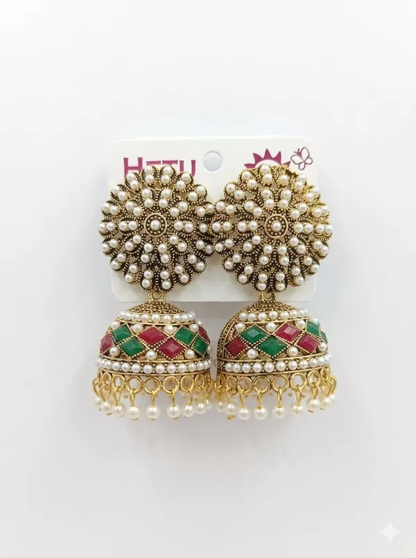 Multicolour_Stainless_Steel_Jhumka_Earrings_For_Women_-_Pack_of_2