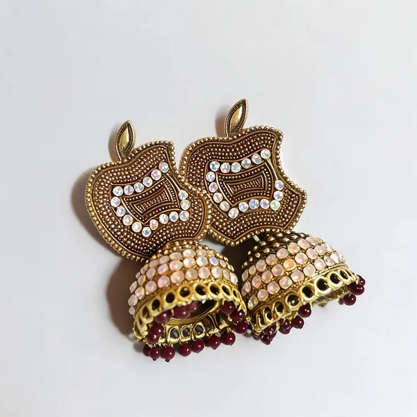Gold_Stainless_Steel_Apple_Earrings_For_Women_-_Pack_of_2