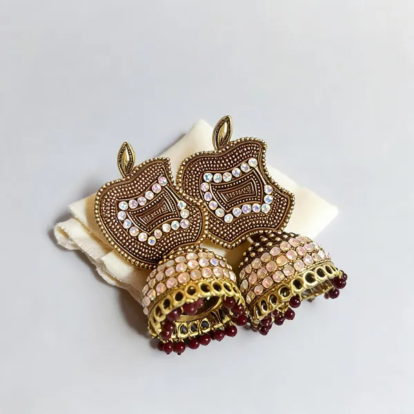 Gold_Stainless_Steel_Apple_Earrings_For_Women_-_Pack_of_2