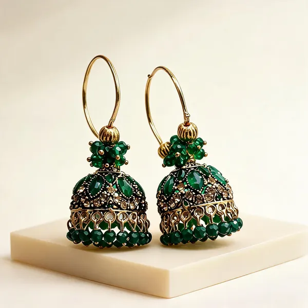 Green_Gold_Stainless_Steel_Jhumka_Earrings_For_Women_-_Pack_of_2