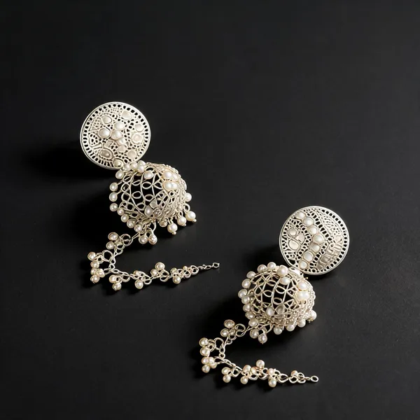 White_Stainless_Steel_Jhumka_Earrings_For_Women_-_Pack_of_2