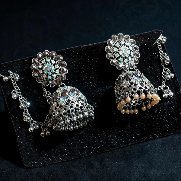 Silver_Stainless_Steel_Jhumka_Earrings_For_Women_-_Pack_of_2