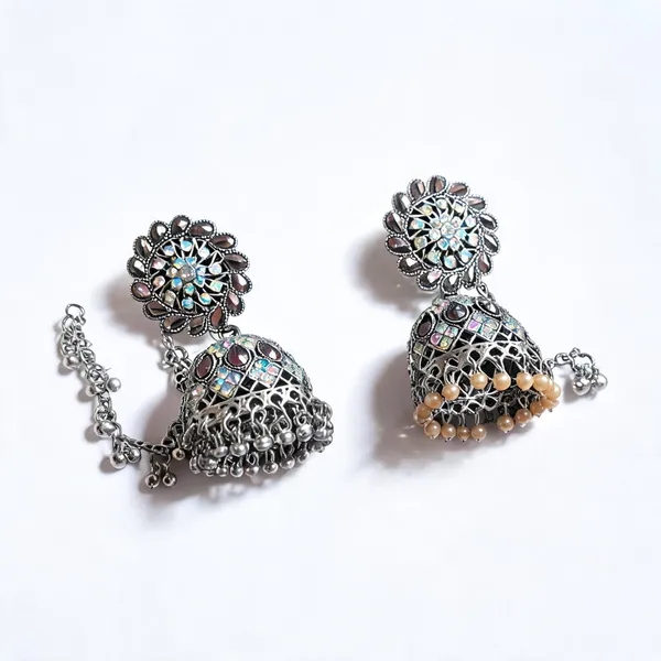 Silver_Stainless_Steel_Jhumka_Earrings_For_Women_-_Pack_of_2