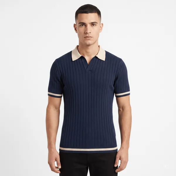 Navy_And_Beige_Cotton_Body-Fit_Half_Sleeve_Polo_For_Men