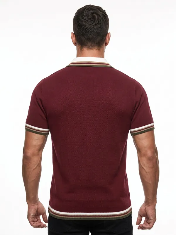 Maroon_And_White_Cotton_Body-Fit_Half_Sleeve_Polo_For_Men