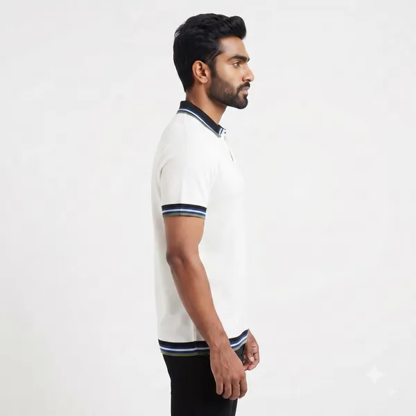 White_And_Black_Cotton_Body-Fit_Half_Sleeve_Polo_For_Men