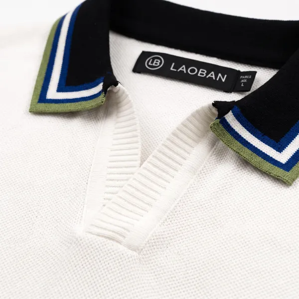 White_And_Black_Cotton_Body-Fit_Half_Sleeve_Polo_For_Men