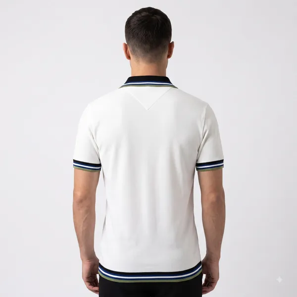 White_And_Black_Cotton_Body-Fit_Half_Sleeve_Polo_For_Men