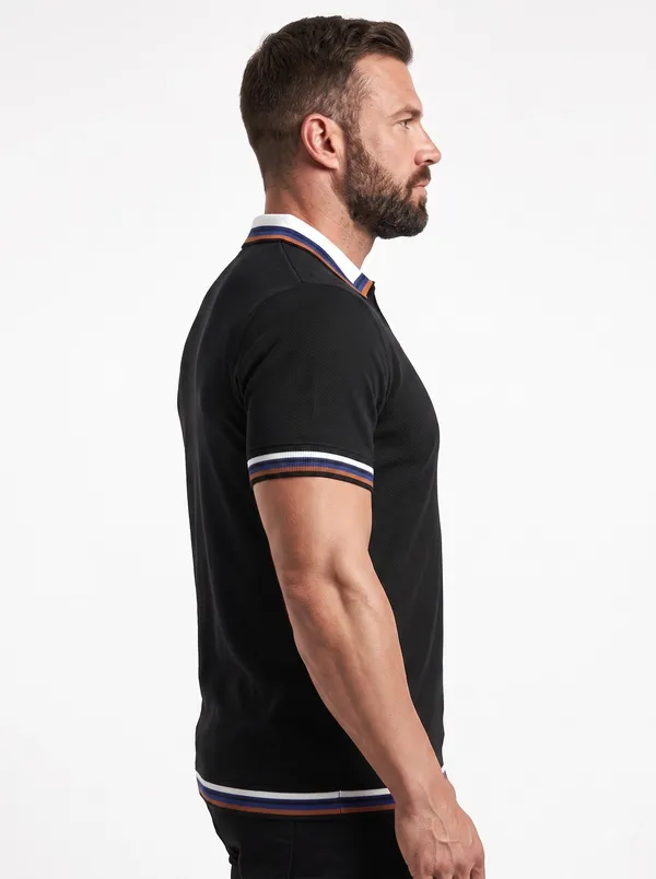 Black_And_White_Cotton_Knit_Polo_For_Men