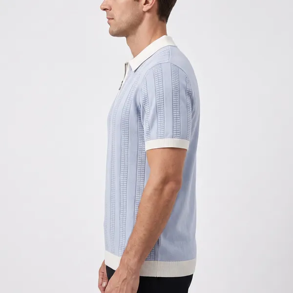 Blue_And_White_Cotton_Body-Fit_Zip_Polo_For_Men