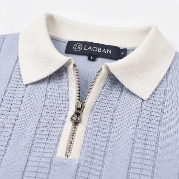 Blue_And_White_Cotton_Body-Fit_Zip_Polo_For_Men