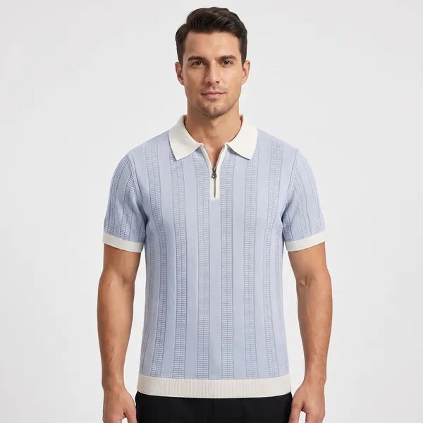 Blue_And_White_Cotton_Body-Fit_Zip_Polo_For_Men