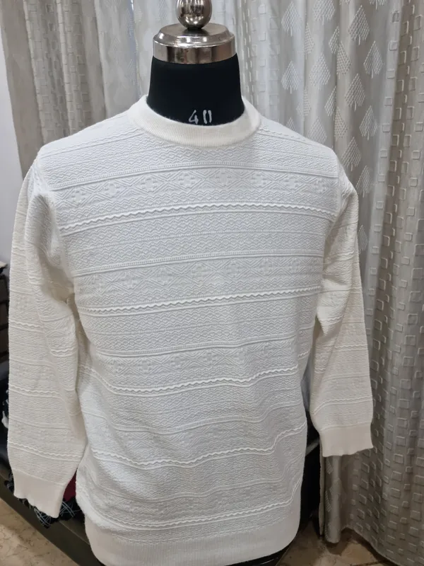 White_Knitted_Regular_Fit_Sweater_for_Men