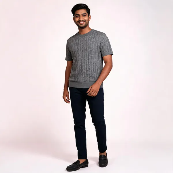 Dark_Grey_Acrylic_Regular_Fit_Short_Sleeve_Knit_Sweater_For_Men