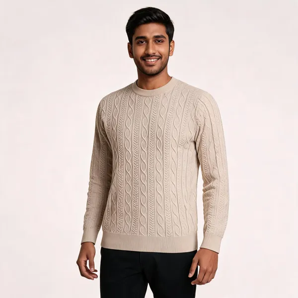 Beige_Acrylic_Cable_Knit_Sweater_For_Men