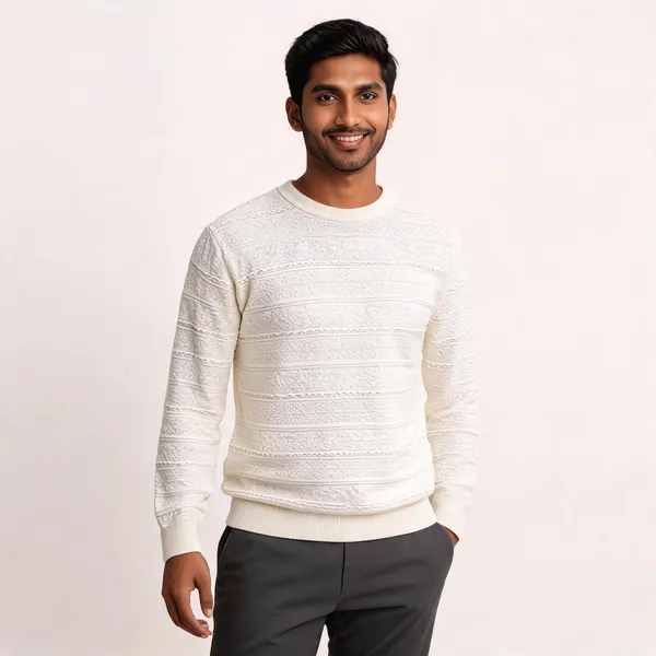 White_Acrylic_Regular_Fit_Knitted_Sweater_For_Men