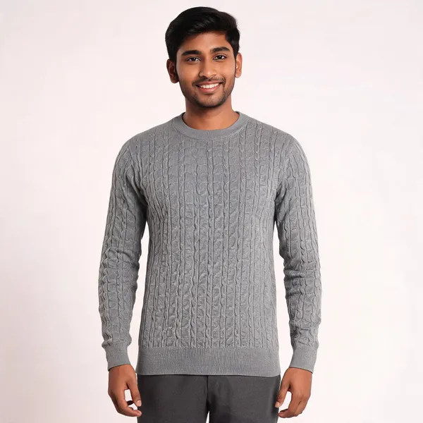 Grey_Acrylic_Cable_Pattern_Sweater_For_Men