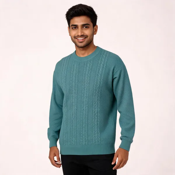 Sea_Blue_Acrylic_Cable_Knit_Sweater_For_Men