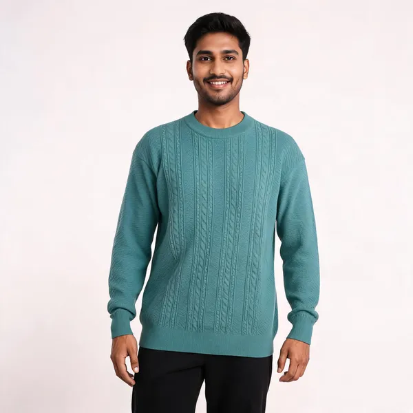 Sea_Blue_Acrylic_Cable_Knit_Sweater_For_Men