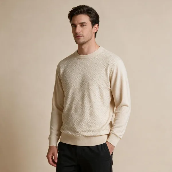 Light_Cream_Acrylic_Regular_Fit_Knit_Sweater_For_Men