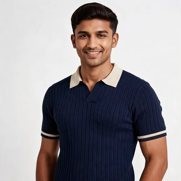Navy_And_Beige_Cotton_Body-Fit_Half_Sleeve_Polo_For_Men