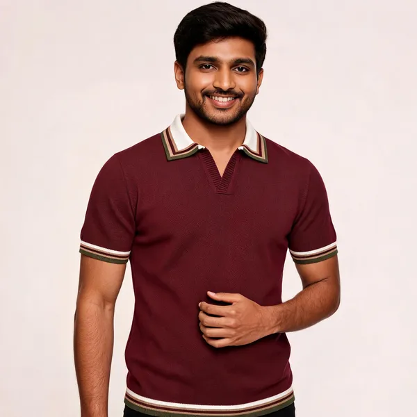 Maroon_And_White_Cotton_Body-Fit_Half_Sleeve_Polo_For_Men