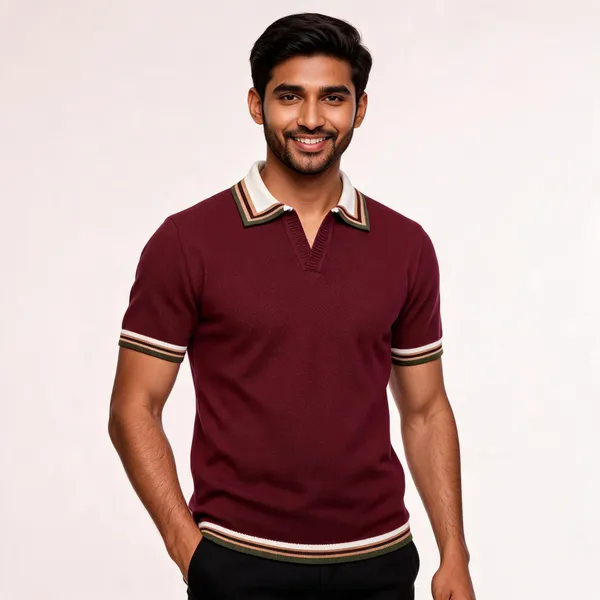 Maroon_And_White_Cotton_Body-Fit_Half_Sleeve_Polo_For_Men