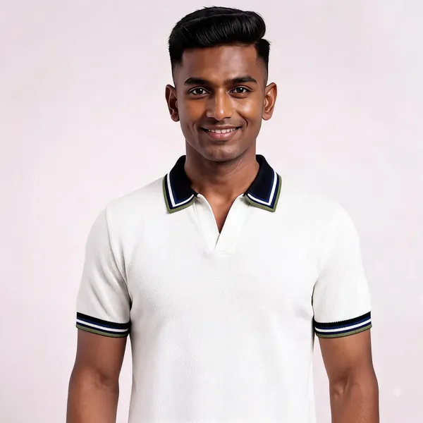 White_And_Black_Cotton_Body-Fit_Half_Sleeve_Polo_For_Men