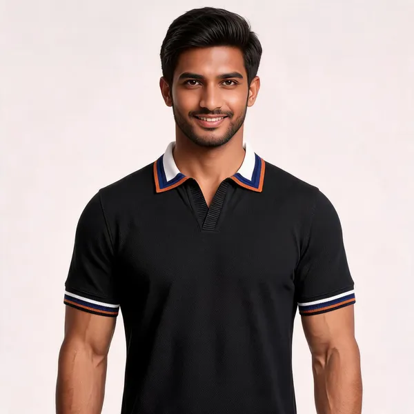 Black_And_White_Cotton_Knit_Polo_For_Men