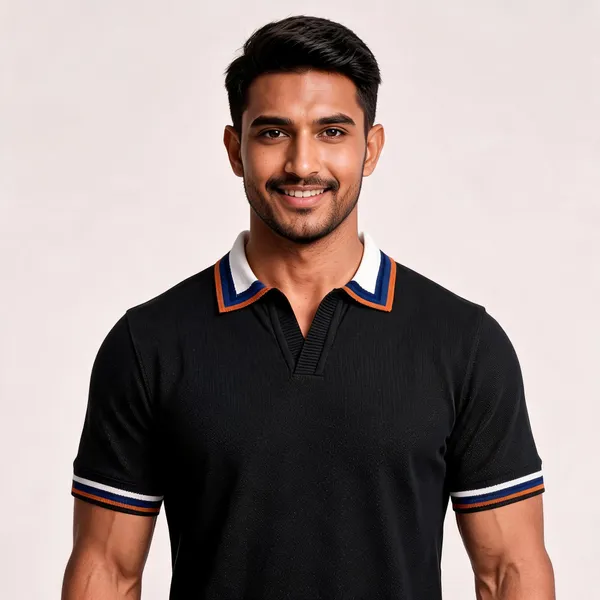 Black_And_White_Cotton_Knit_Polo_For_Men