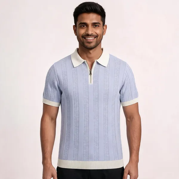 Blue_And_White_Cotton_Body-Fit_Zip_Polo_For_Men