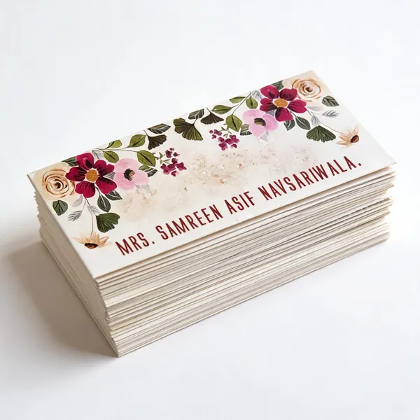 Cream_Multicolour_Floral_Personalised_Wedding_Envelope_Pack_Of_25