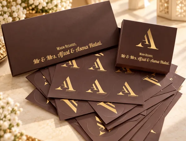 Brown_Gold_FOIL_ENVELOP_SET_WITHH_CARDS_AND_STICKERS