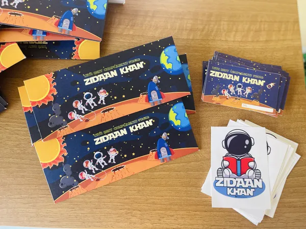 space_Themed_Printed_envelop_Cards_And_Stickers_set