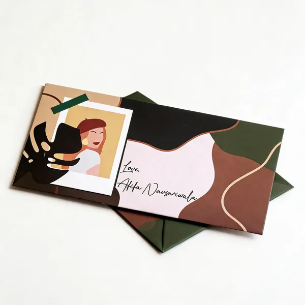 Personified_Brown_Cream_Illustrated_Card_And_Envelope_Stationery_Set_24Pc