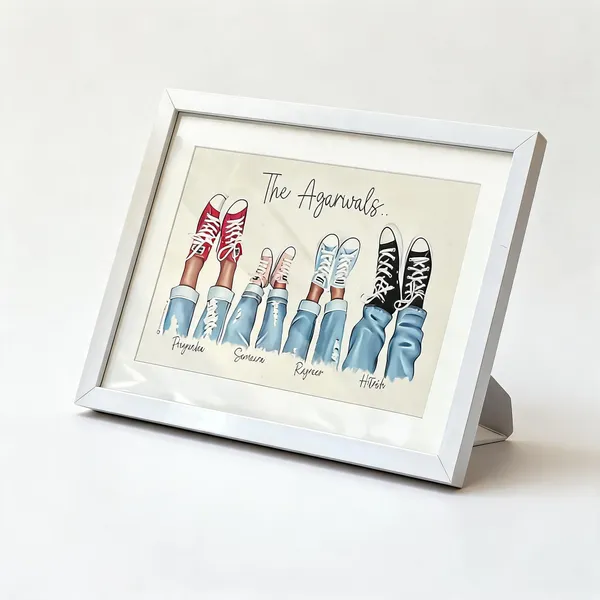 White_Digital_Print_Family_Illustration_Photo_Frame