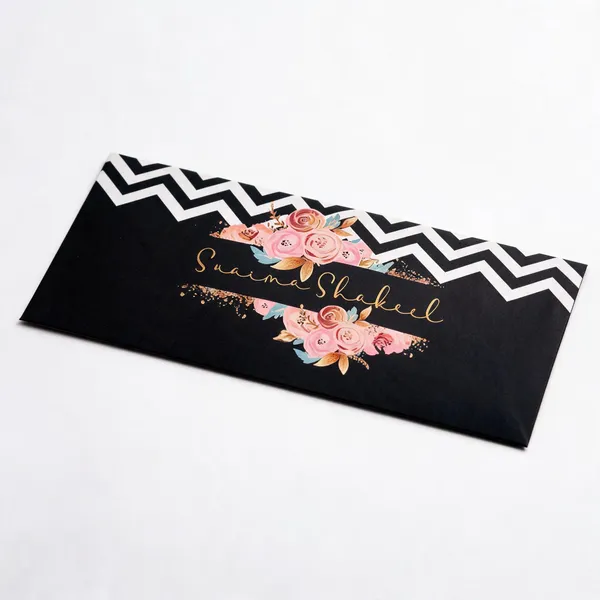 Personified_Black_Floral_Gold_Script_Printed_Envelope_Pack_Of_25