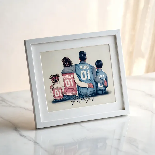 White_Digital_Print_Personalised_Family_Illustration_Photo_Frame