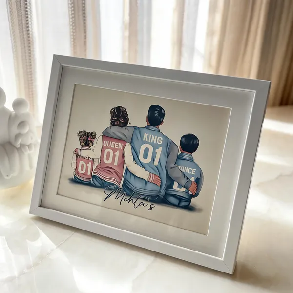White_Digital_Print_Personalised_Family_Illustration_Photo_Frame
