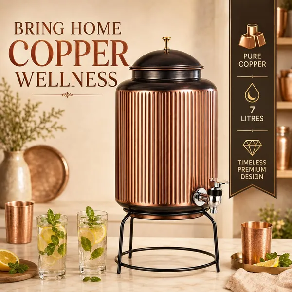 Copper_Ribbed_Traditional_Water_Dispenser_With_Stand_7L