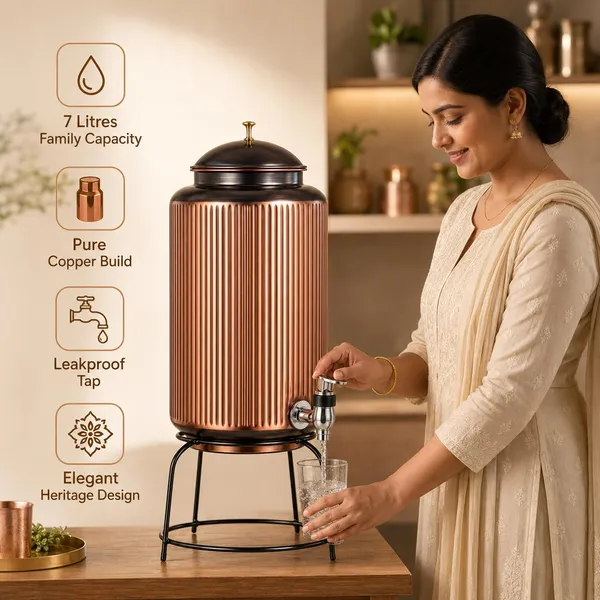 Copper_Ribbed_Traditional_Water_Dispenser_With_Stand_7L