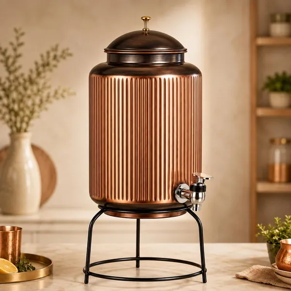 Copper_Ribbed_Traditional_Water_Dispenser_With_Stand_7L