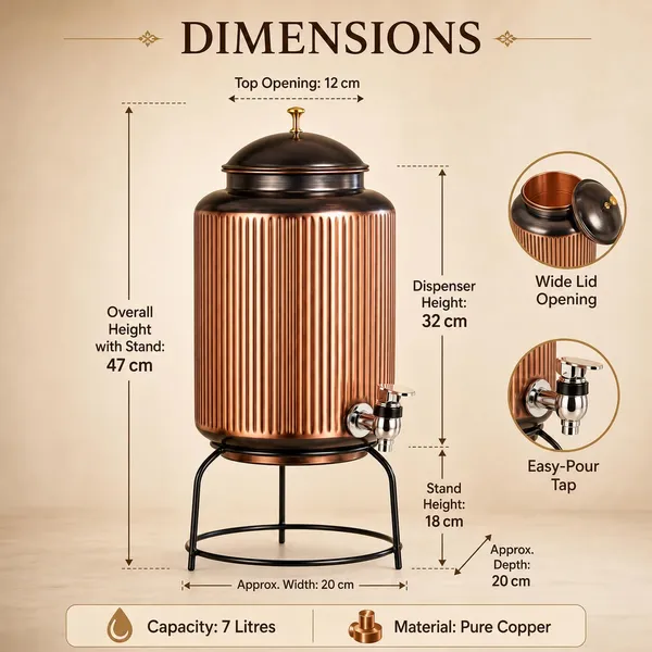 Copper_Ribbed_Traditional_Water_Dispenser_With_Stand_7L
