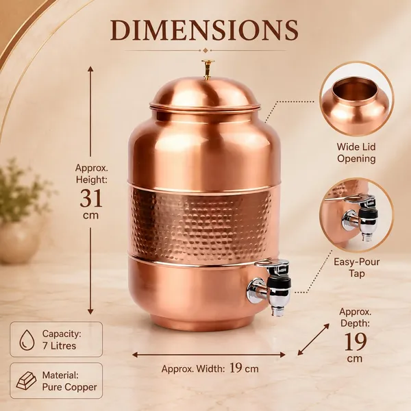 Copper_Hammered_Matka_Style_Water_Dispenser_With_Tap_7L